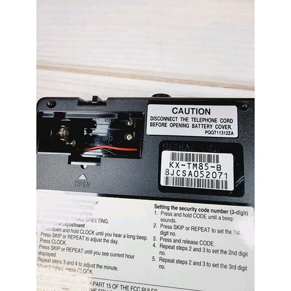 Panasonic KX-TM85-B Black Digital Telephone Answering System With AC Adapter - Picture 10 of 12